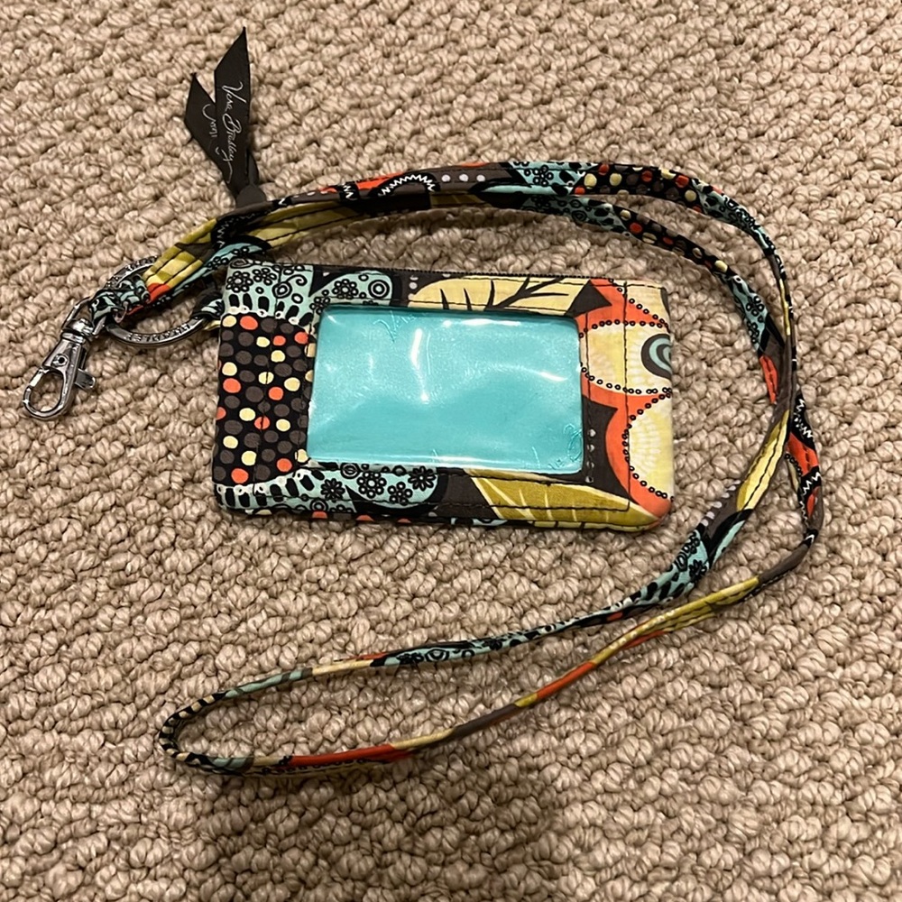 Vera Bradley Performance Twill Zip Id Case and Lanyard Combo